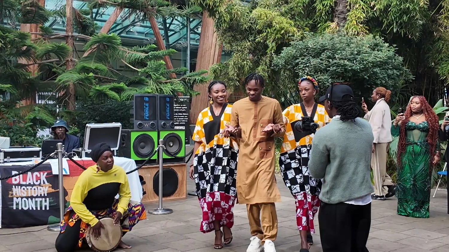 People in colourful African print at a Black History Month event in Sheffield