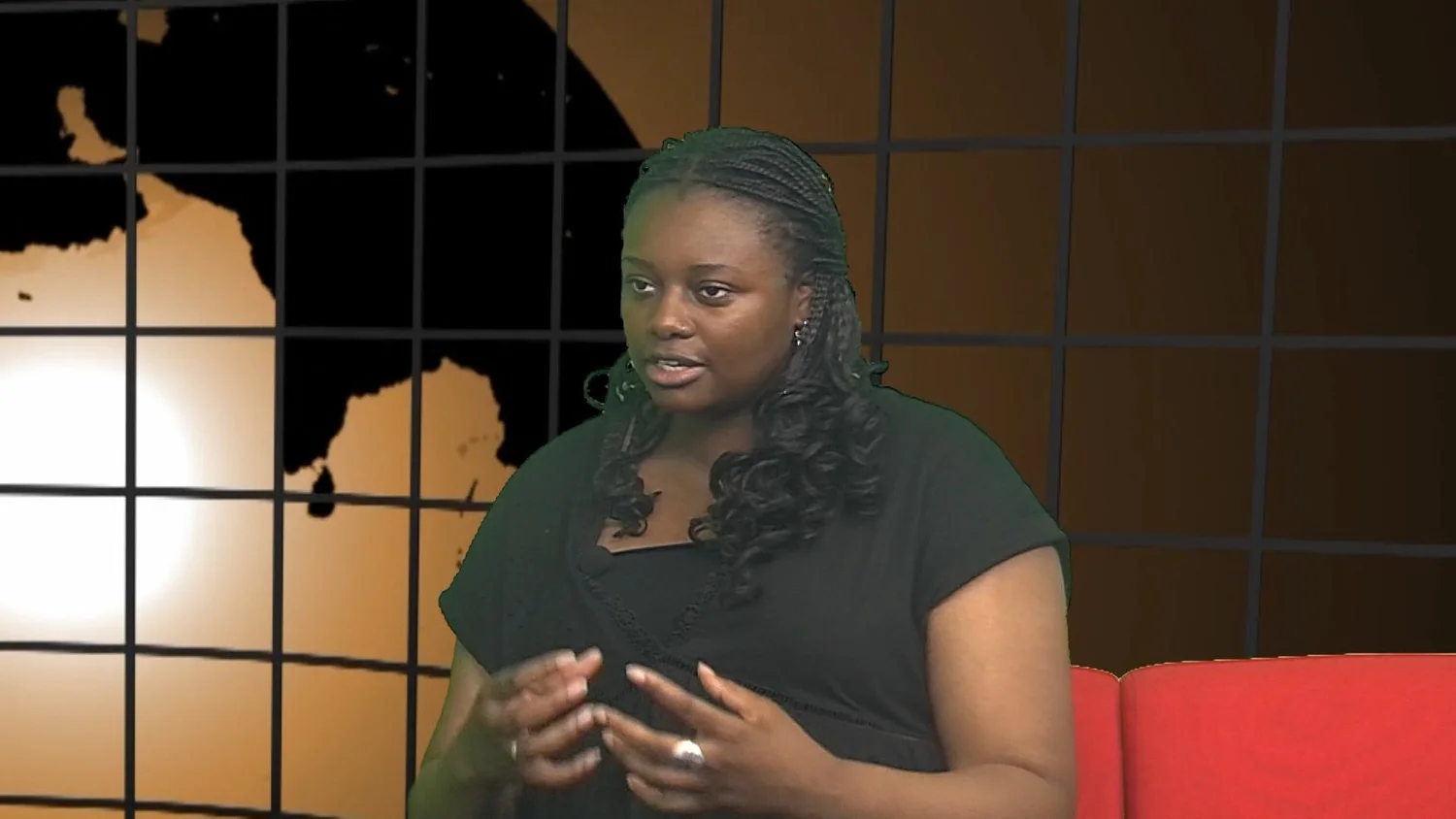 DJ Myna presenting in the African Voices studio